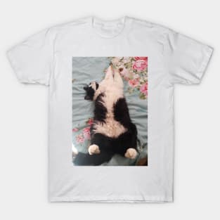 Tuxedo Cat Funny Cute Sleeping and Air-Kneading T-Shirt